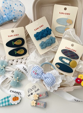 2025韩系新品蓝色系发夹对夹 儿童发饰 拜拜夹 鸭夹