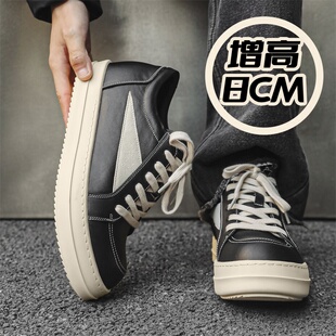 休闲板鞋男增高8cm厚底ro复古男鞋运动休闲鞋头层牛皮男女款鞋子