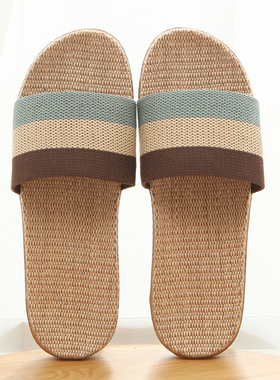 四季拖鞋夏季亚麻拖鞋家居静音拖鞋男凉拖鞋女室内高颜值地板凉拖