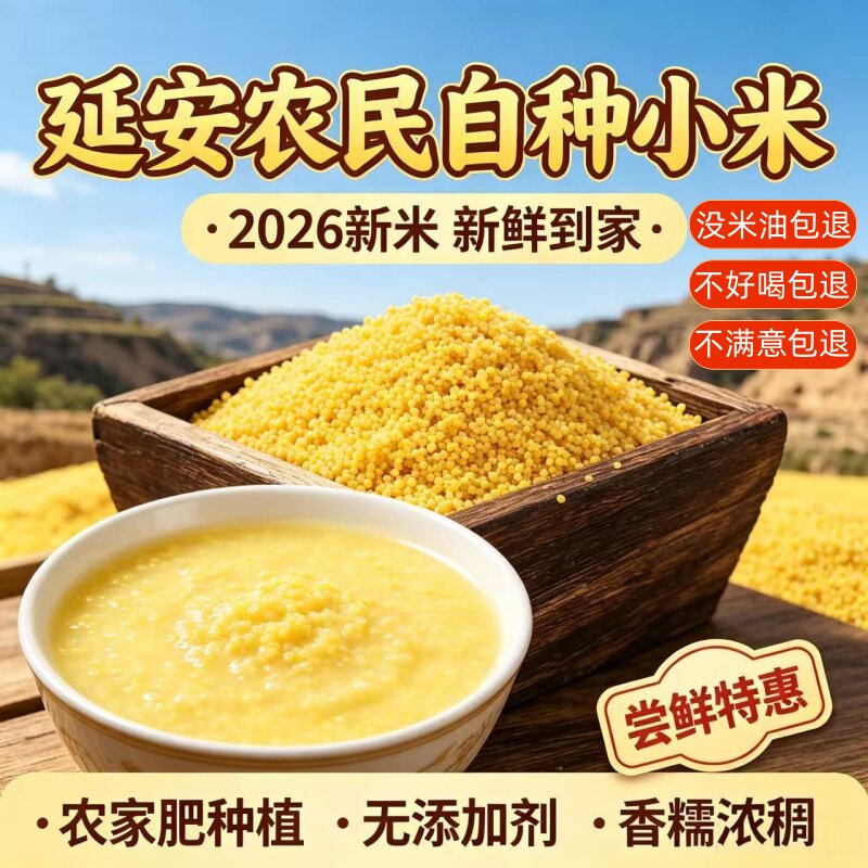 黄小米延安油小米老品种香谷米2026年新米脂小米原粮香谷米500g