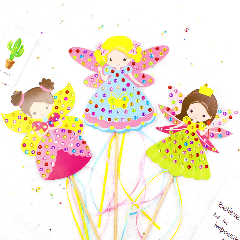 彩钻仙女棒 儿童diy魔法棒天使公主手杖表演出道具手工制作材料包