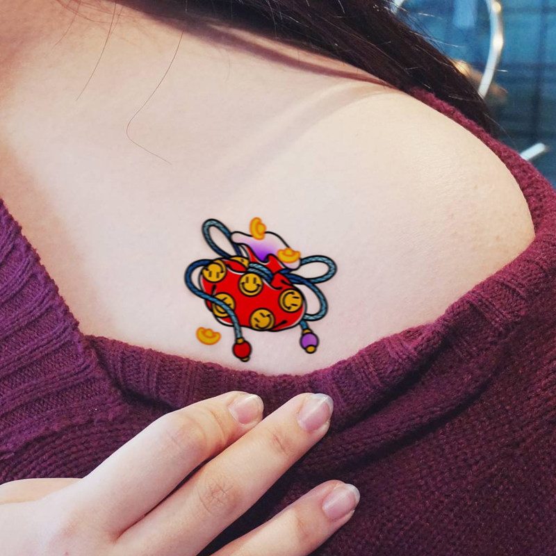魔力  笑脸钱袋纹身贴男女卡通小清新个性贴纸防水持久一周逼真