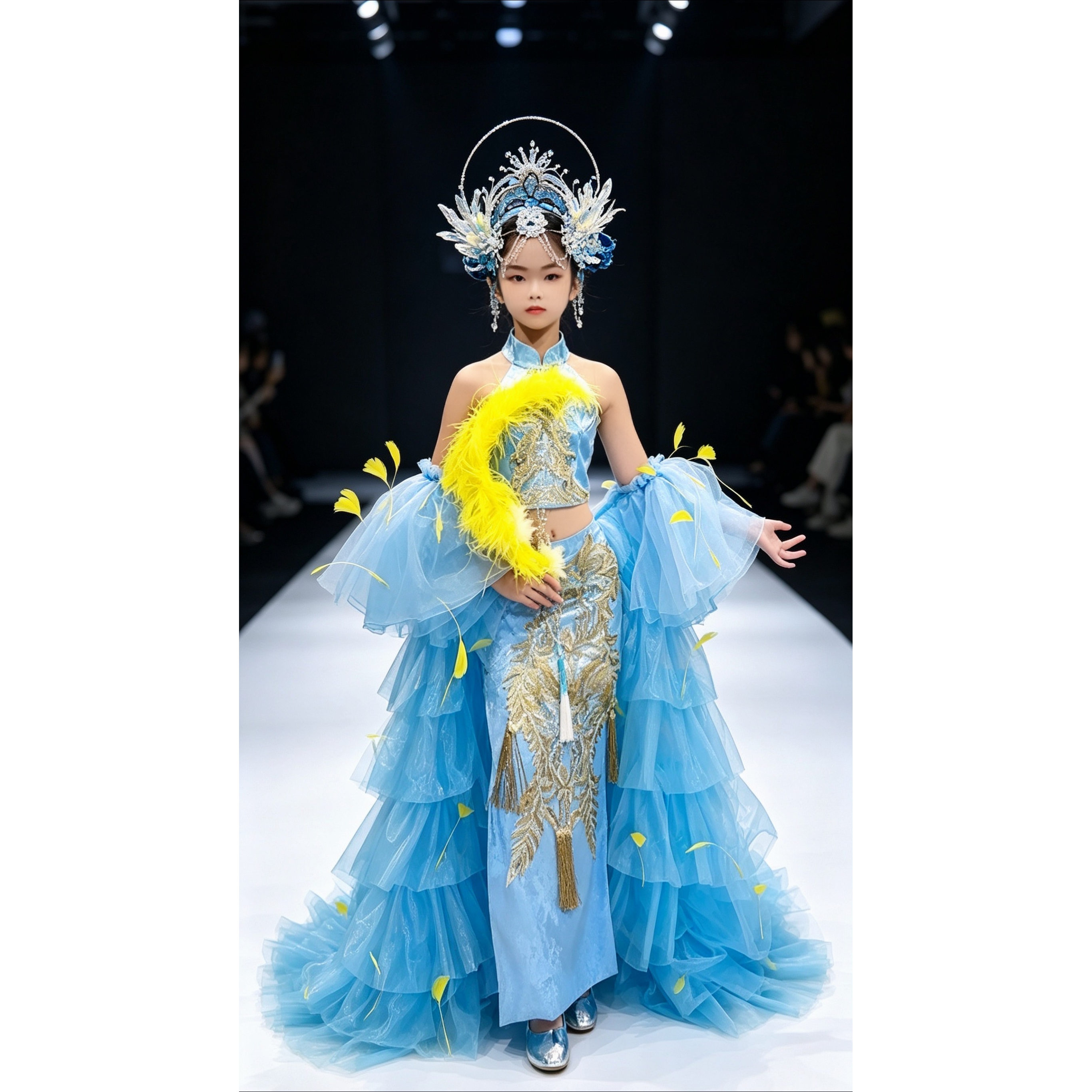 十二花神出租出售儿童走秀礼服华夏中国风女童演出服装旗袍礼服裙图片