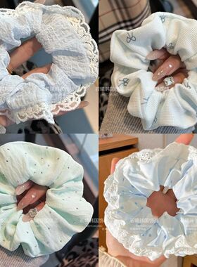 海盐芝士蓝温柔蝴蝶结大肠发圈日韩ins新款甜美仙女气质清新发绳