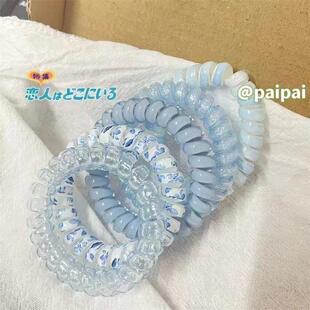 新款多巴海盐薄荷蓝电话线发圈简约扎头发弹力不伤