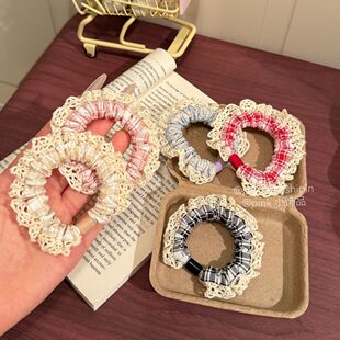 韩版 耐用小肠高端发圈橡皮筋高弹力发绳头绳头发发饰 蕾丝花边新款