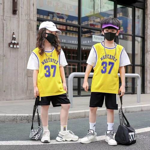 儿童篮球服套装夏季男女孩假两件