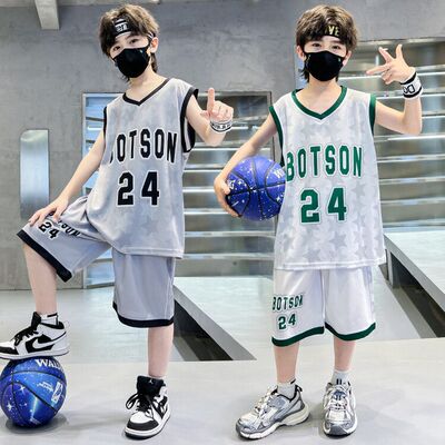 男童夏天速干衣服儿童篮球服夏季无袖透气中大童男孩运动背心套装