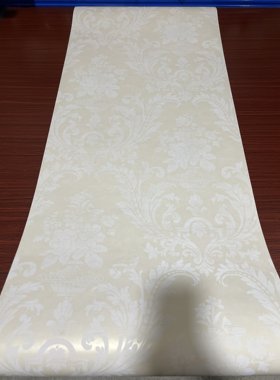 美式复古壁纸法式轻奢壁纸米黄底欧式花纹客厅卧室大面积纯纸墙纸
