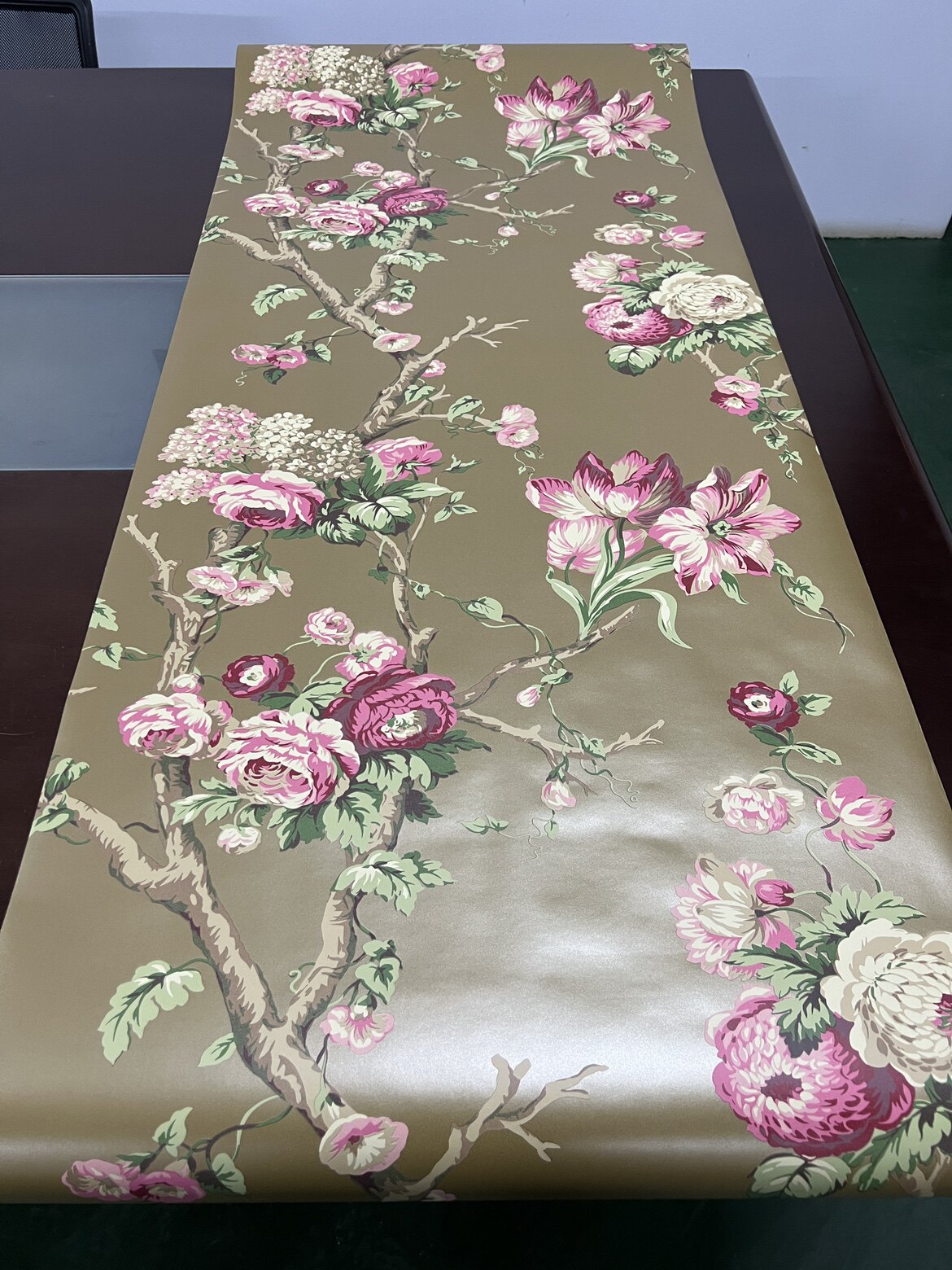 绝版进口墙纸美式复古壁纸美式乡村壁纸金色底复古田园纯纸壁纸