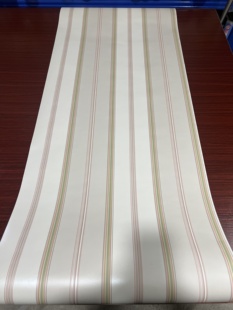 美式壁纸法式壁纸竖粉绿条纹壁纸客厅卧室书房背景大面积纯纸壁纸