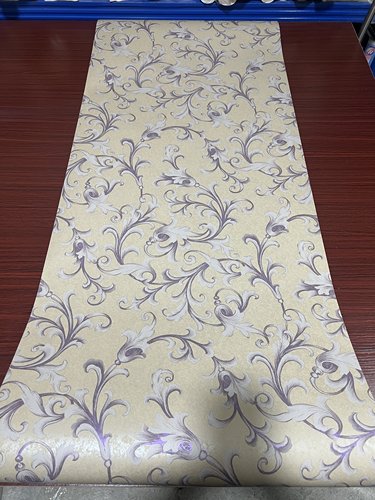 美式复古壁纸欧式壁纸紫色卷叶草花纹壁纸客厅卧室书房纯纸壁纸