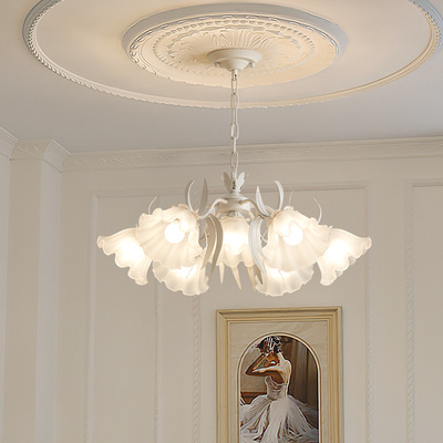 法式客厅吊灯奶油风灯具北欧田园花朵铃兰灯美式复古卧室餐厅吊灯