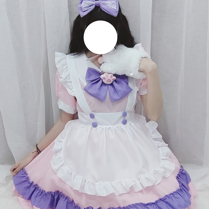 日系软妹女仆装可爱Lolita裙cos连衣裙大码女佣外穿洛丽塔