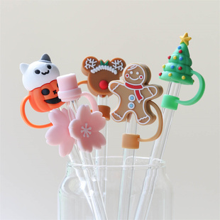 8mm吸管盖帽防尘环保可爱少女圣诞吸管盖帽杯子通用配件防尘塞子