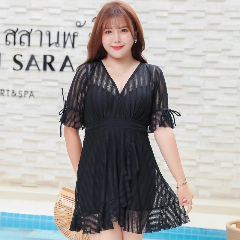 清仓捡漏大码保守胖mm连体泳衣女高级感遮肉显瘦妈妈游泳装泡温泉