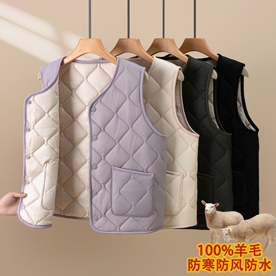 羊毛马甲女士内胆加绒加厚冬坎肩