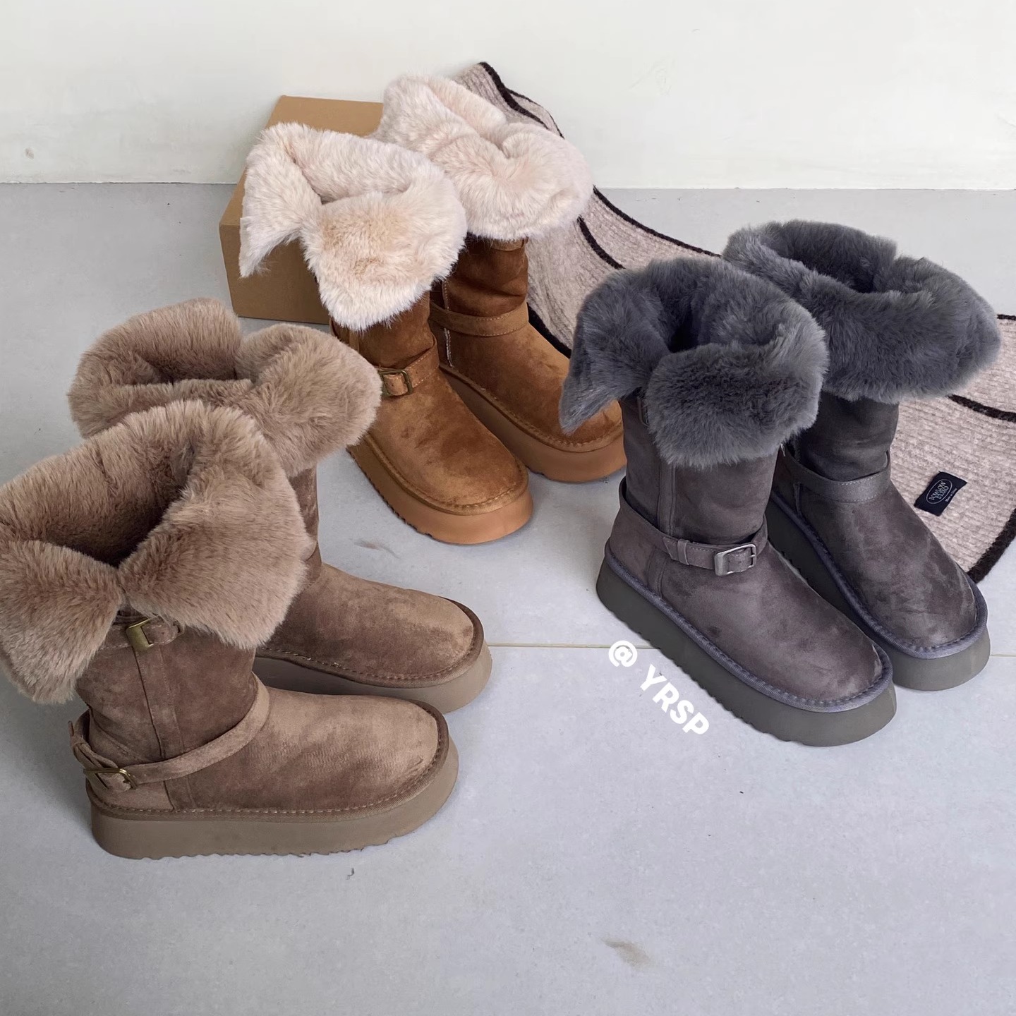 厚底雪地靴女款真毛2025新款冬季毛茸保暖高筒靴小个子增高长筒靴