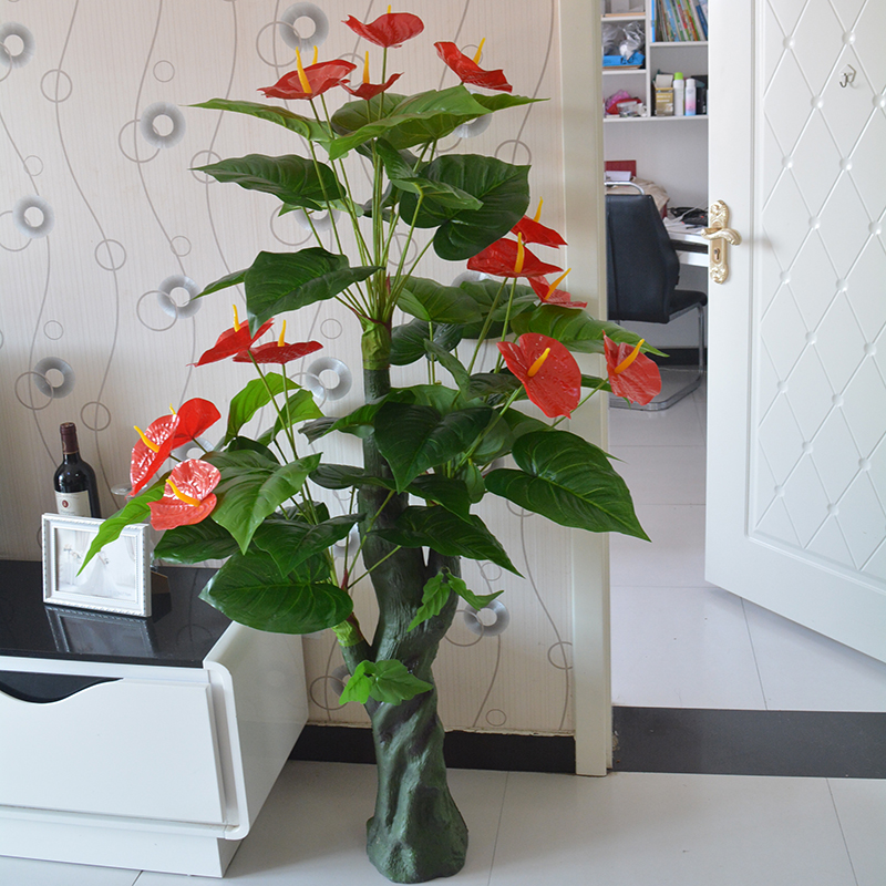 假树仿真红掌大型落地盆栽塑料假花客厅室内装饰绿植牡丹盆景植物