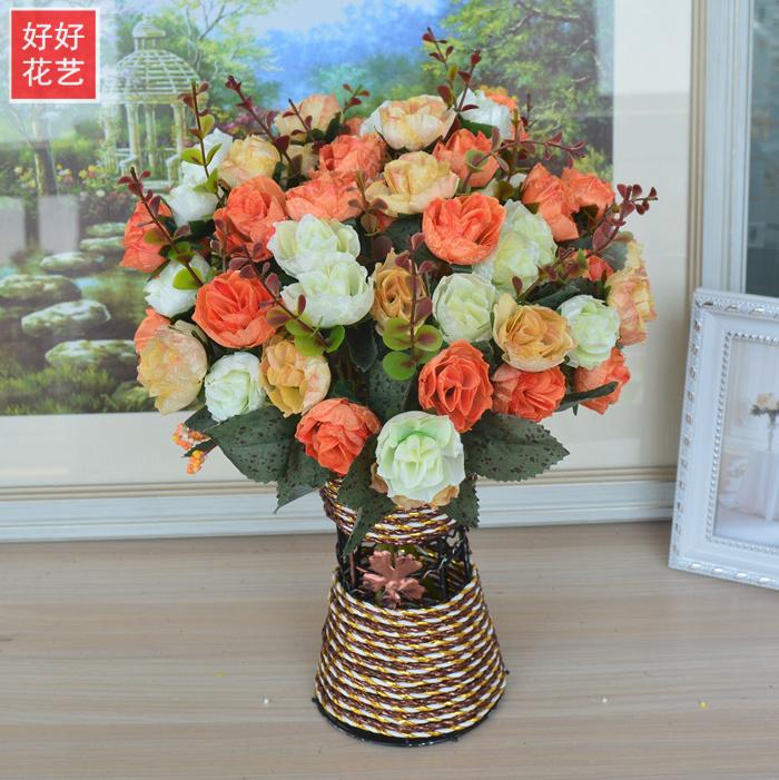 新房茶几餐桌摆设简约铁艺装饰花