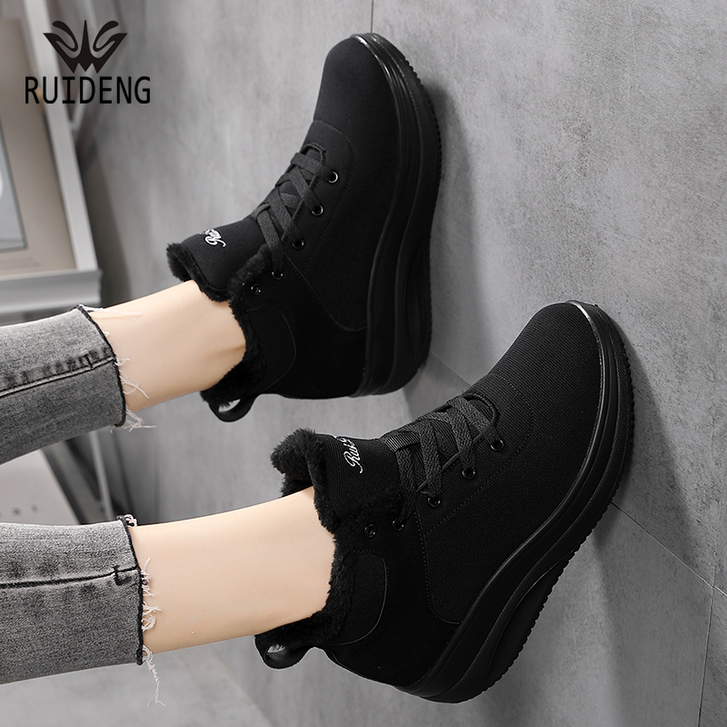 睿登韩版坡跟摇摇鞋加绒保暖