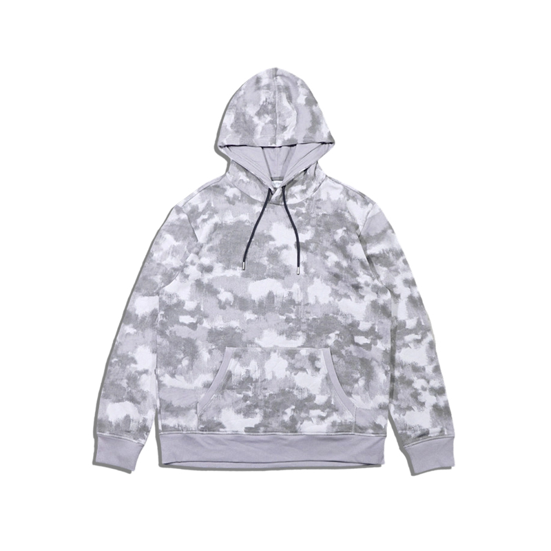 美潮外贸街头休闲宽松迷彩抓绒连帽卫衣帽衫