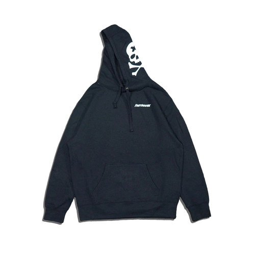 美潮街头骷髅字母印花薄绒宽松连帽抓绒卫衣