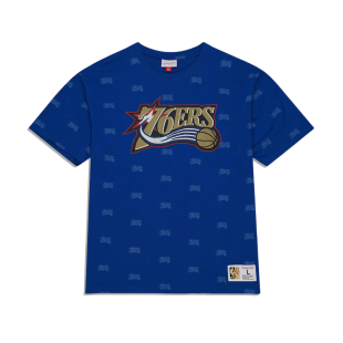76人队卡通印花满印纯棉宽松短袖 正品 NBA MITCEHLL&NESS 美潮