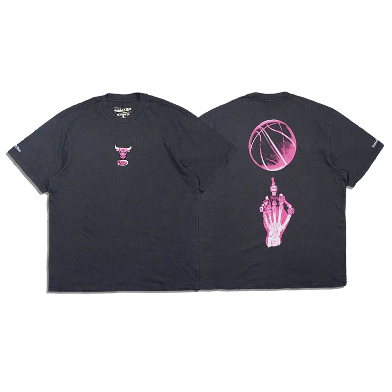 正品美潮 mitchell&ness X 公牛王朝六冠戒指纯棉印花刺绣短袖