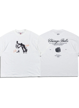 美潮 mitchell&ness X 公牛王朝皮蓬罗德曼纯棉高克重刺绣短袖