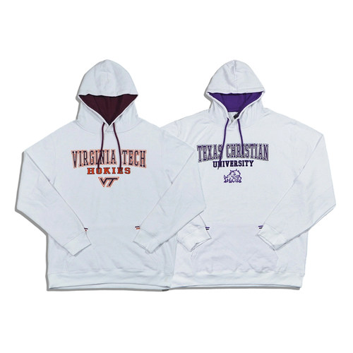 美潮街头休闲 NCAA 大联盟球队字母图案刺绣宽松抓绒连帽卫衣