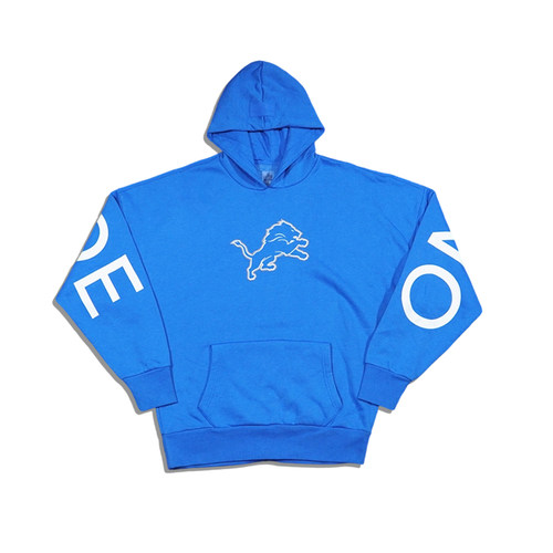 高克重！美潮街头休闲橄榄球底特律雄狮队刺绣廓形落肩连帽卫衣