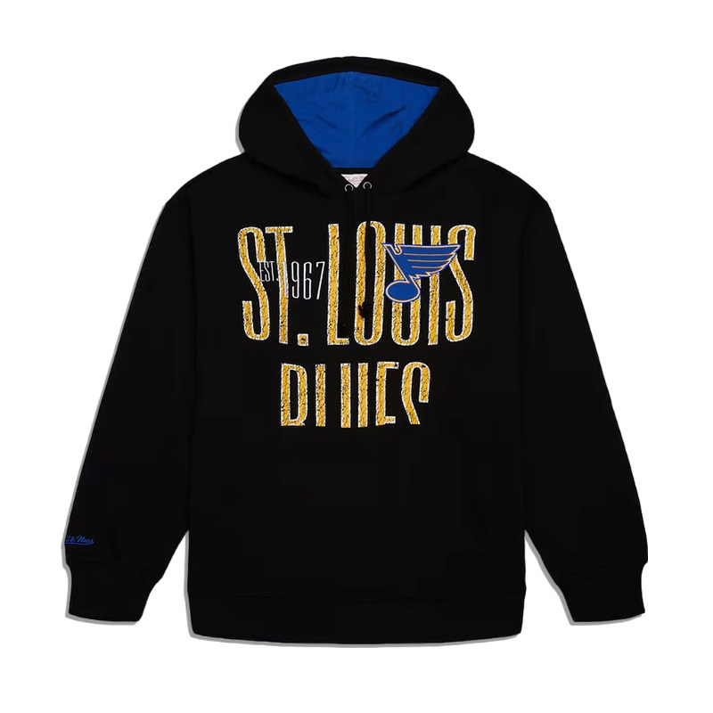 正品美潮 mitchell&ness X NHL圣路易斯蓝调联名街头休闲抓绒卫衣