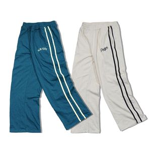 美潮街头休闲棒球大联盟洋基队道奇队毛圈宽松复古直筒阔腿长裤