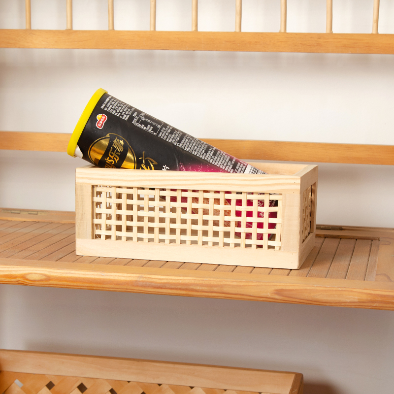 宜然家居实木直角长方收纳筐