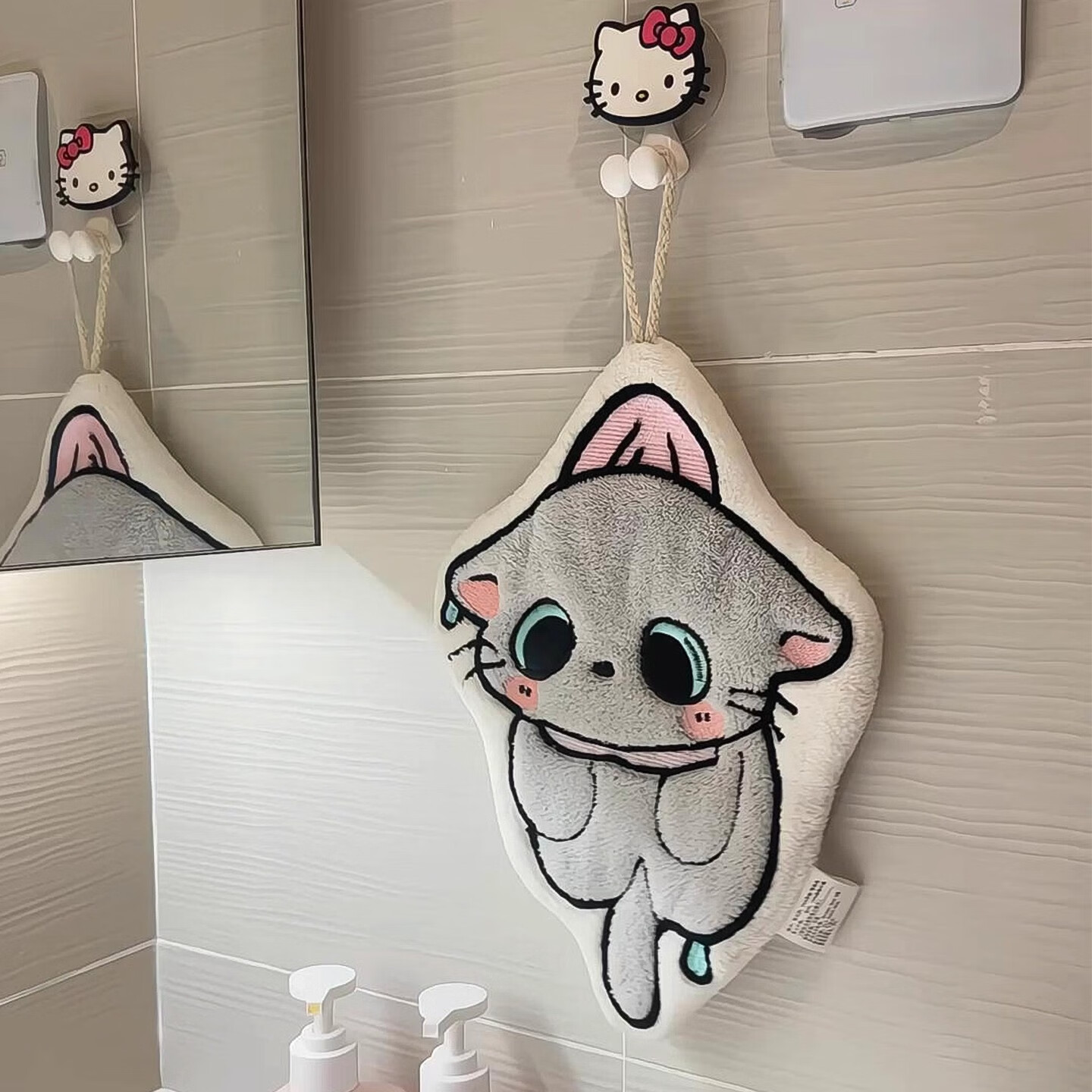 小猫擦手巾挂式可爱珊瑚绒超强吸水加厚婴童毛巾口水巾手帕