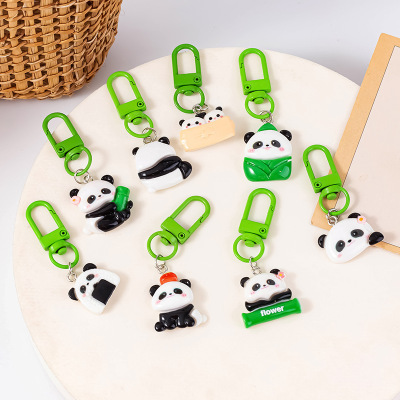 卡通小熊猫钥匙扣闺蜜可爱小挂件学生书包挂饰包包配饰小饰品礼物