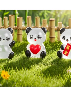 树脂立体仿真夜光造型熊猫 diy创意桌面摆件自制车内装饰卡通配件