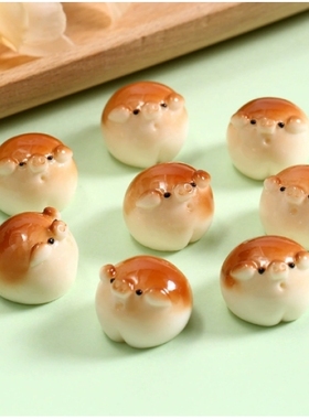 仿真微缩食玩立体小猪面包树脂配件奶油胶DIY手工材料过家家摆件