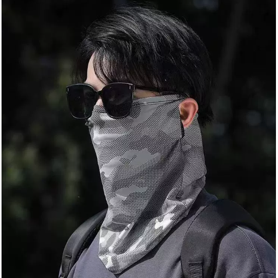 新款迷彩防晒面罩男士冰丝口罩全脸护颈骑行防沙面巾
