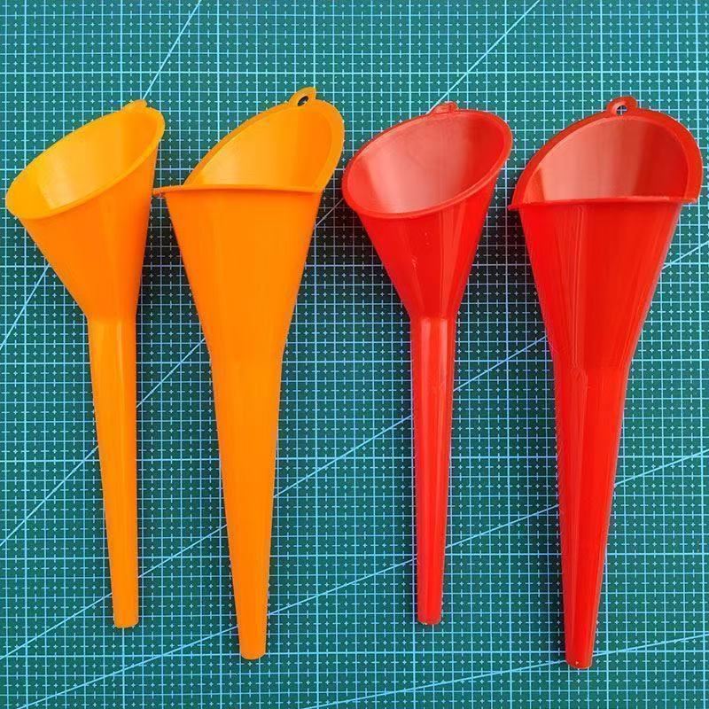 汽车摩托车家用更换机油加油漏斗加长加厚一体式防溢免手扶塑料胶