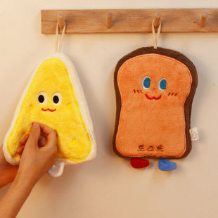 可爱挂式 吸水擦手巾毛巾加厚速干卫生间厨房毛巾面巾手帕卡通儿童