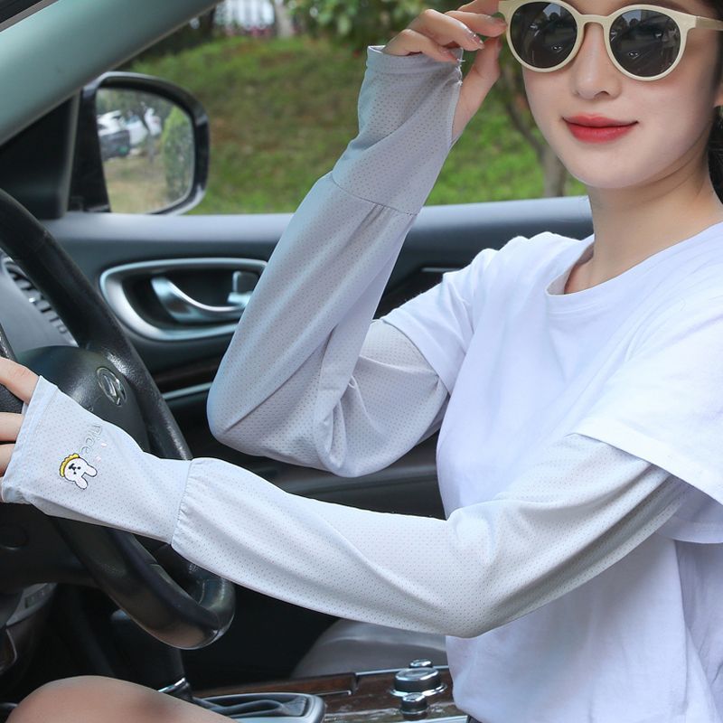冰袖女户外开车防晒袖套宽松薄款女夏季骑行遮阳护臂套袖长款手袖