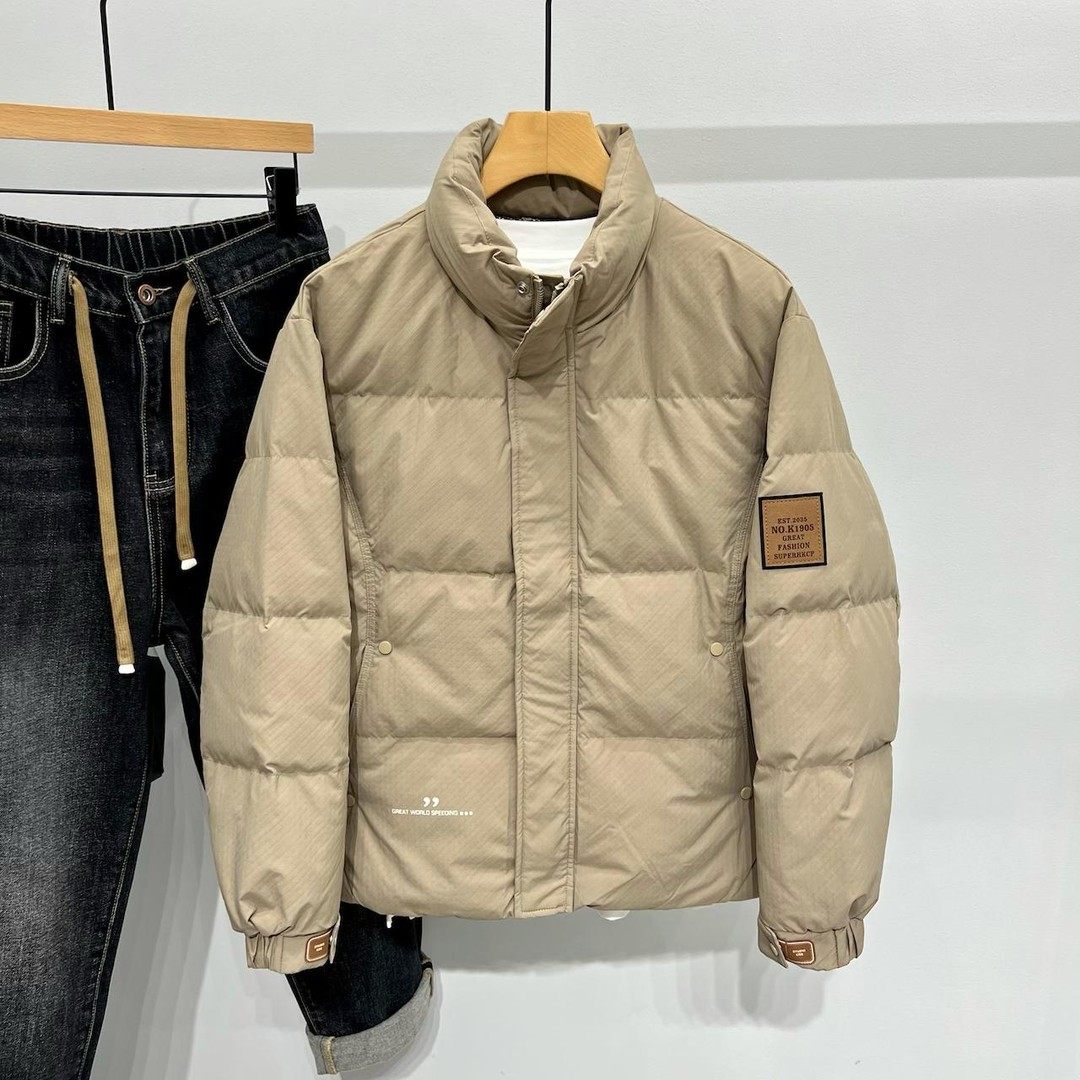 男士羽绒服短款简约无帽立领