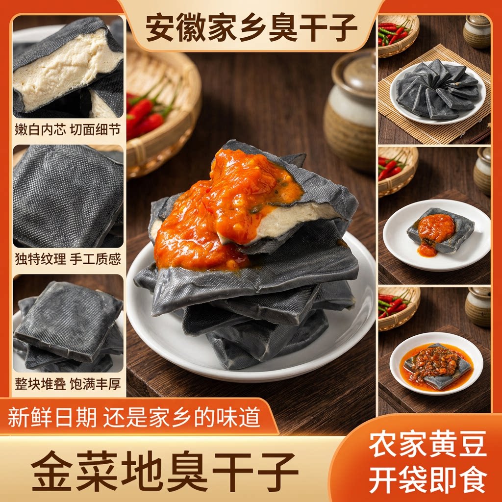 黄池金菜地臭干子150g安徽特产豆腐干马鞍山茶干零食香干丝臭豆腐