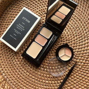 送刷ETVOS矿物三色小奶霜遮瑕膏盘遮盖痘痘印黑眼圈斑点试用小样