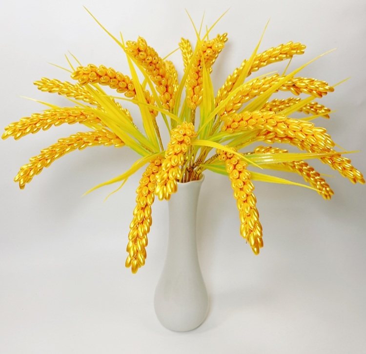 新款麦穗手工制作稻谷串珠材料包花束金黄小麦非成品客厅编织花瓶