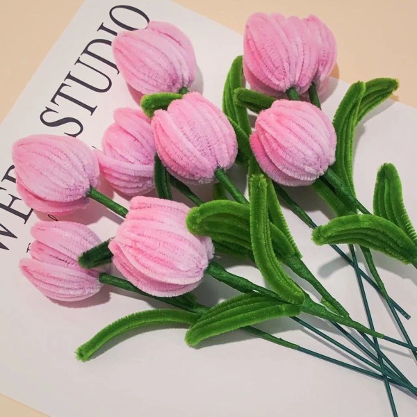 扭扭棒郁金香手工编织花束diy材料包学生毛条儿童仿真花幼儿活动