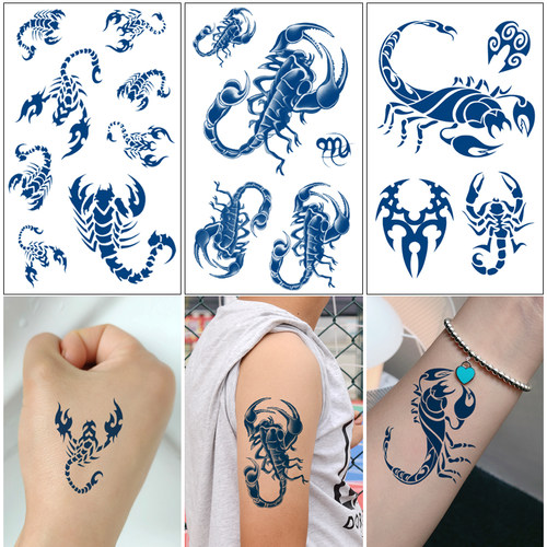 持久蝎子防水虎口草本纹身贴