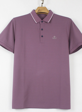 新款 夏款 男士翻领 丝光棉 弹力 舒适  商务休闲短袖T恤 03091